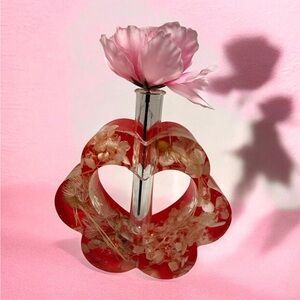 Handmade Pink Floral Resin Bud Vase - Decorative Home Accent